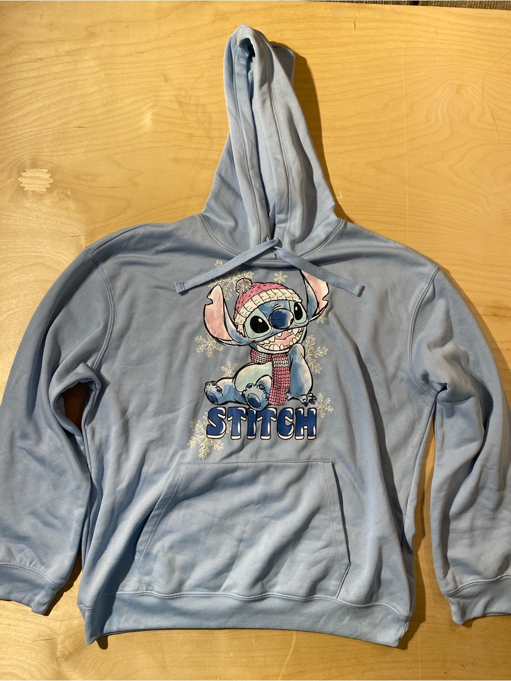 Disney Light Blue Stitch Hoodie with Winter Graphic XL (15-17) (Z)